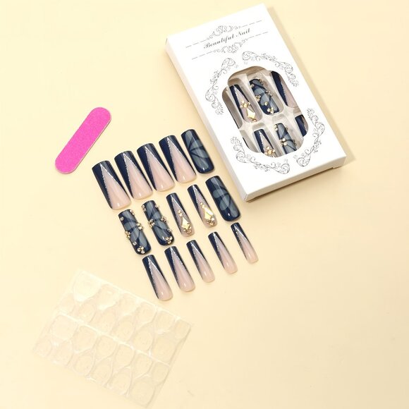 24pcs Coffin-shaped Nail Stickers with Butterfly Flower Style 3D - Picture 4 of 6